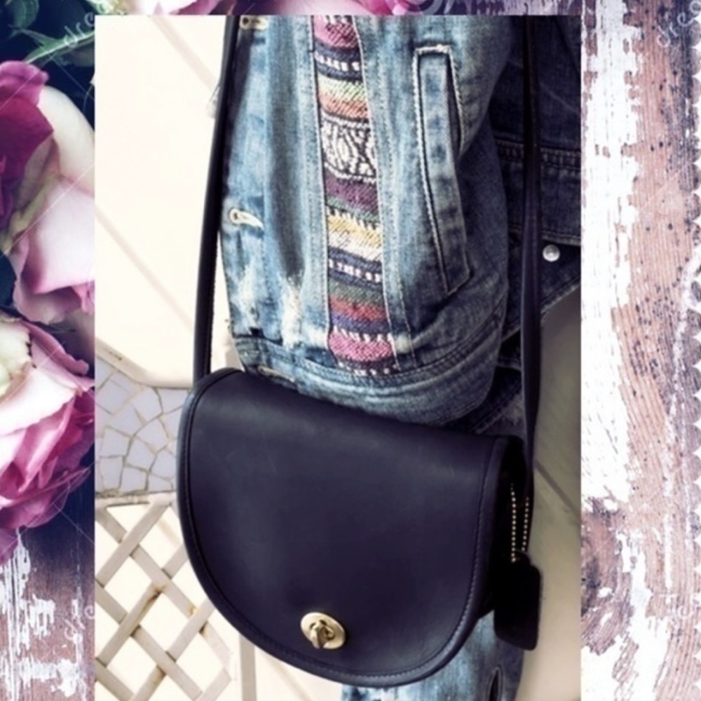 VINTAGE COACH BLACK LEATHER CROSSBODY MINI BAG 9825 - Picture 7 of 17